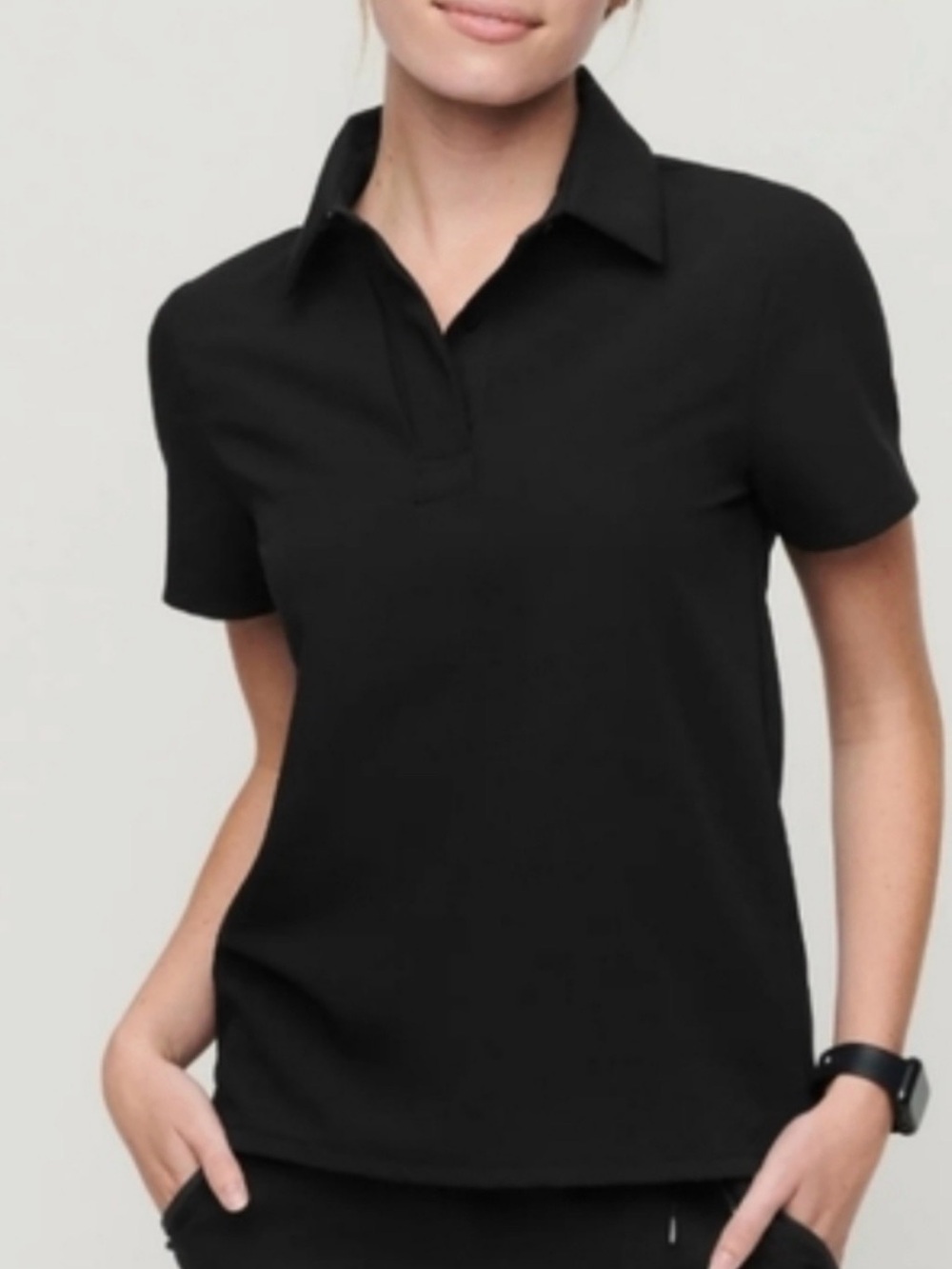 FIGS Nala Technical Collection Black Polo Scrub Top Size M